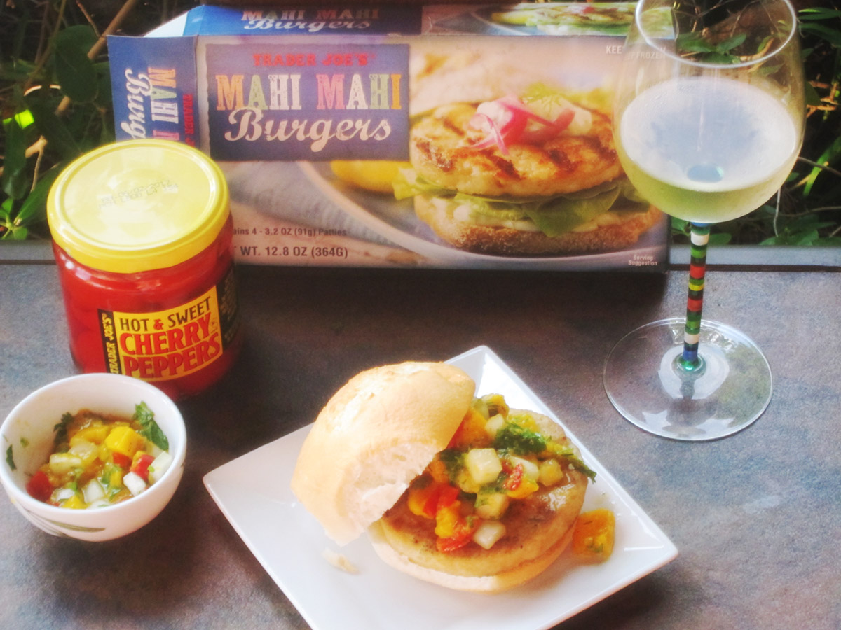 Grilled Mahi Burgers with Fresh Mango Salsa condiments