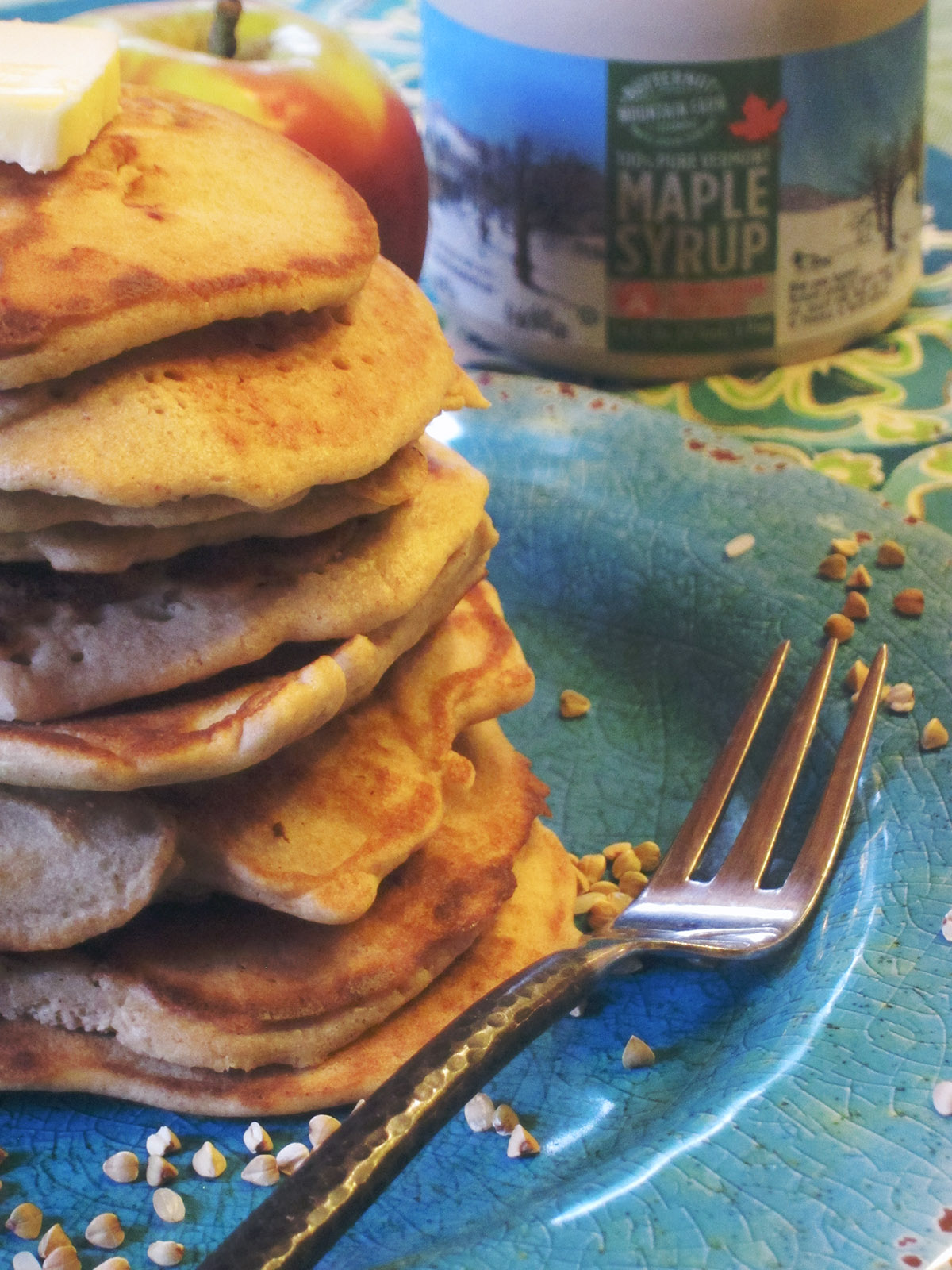 Buckwheat& Yogurt Pancakes with Apples (Gluten Free)