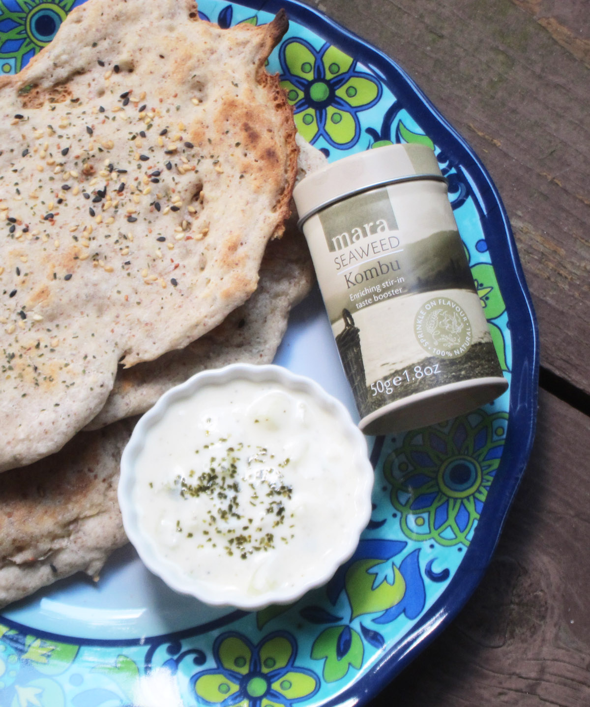 Grilled Millet Flatbreads with Sesame Seed and Kombu Seaweed Sprinkles